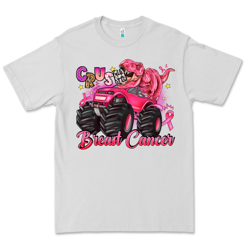Crush Breast Cancer Monster Truck With Dinosaur Premium Tee by JahusDesignShop | Teevron