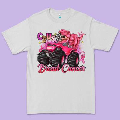 Crush Breast Cancer Monster Truck With Dinosaur Premium Tee Designed By Jahusdesignshop