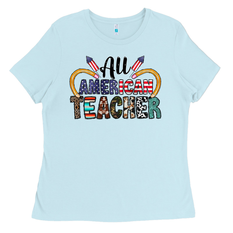 All American Teacher Ladies Tee by CowhideDigitalArt | Teevron
