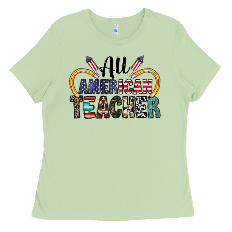 All American Teacher Ladies Tee by CowhideDigitalArt | Teevron
