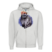 Dove Grey Raccoon with Flowers Zipper Hoodie - Bettercallsaul