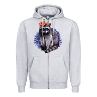 Heather Grey Raccoon with Flowers Zipper Hoodie - Bettercallsaul