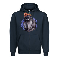 Navy Raccoon with Flowers Zipper Hoodie - Bettercallsaul