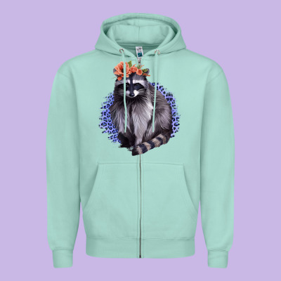 Raccoon With Flowers Zipper Hoodie Designed By Bettercallsaul