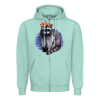 Seafoam Raccoon with Flowers Zipper Hoodie - Bettercallsaul