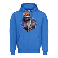 True Royal Raccoon with Flowers Zipper Hoodie - Bettercallsaul