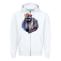 White Raccoon with Flowers Zipper Hoodie - Bettercallsaul