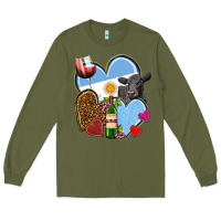 Army Green Argentina hearts Long Sleeve Tee - NancyCooperArtShop