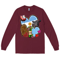 Burgundy Argentina hearts Long Sleeve Tee - NancyCooperArtShop