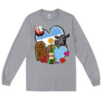 Heather Grey Argentina hearts Long Sleeve Tee - NancyCooperArtShop