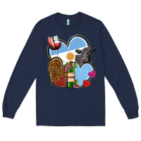 Navy Argentina hearts Long Sleeve Tee - NancyCooperArtShop