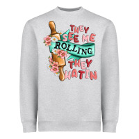 Heather Grey they see me rolling they hatin Heavyweight Sweatshirt - MaliasSmallBusiness