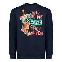 Navy they see me rolling they hatin Heavyweight Sweatshirt - MaliasSmallBusiness