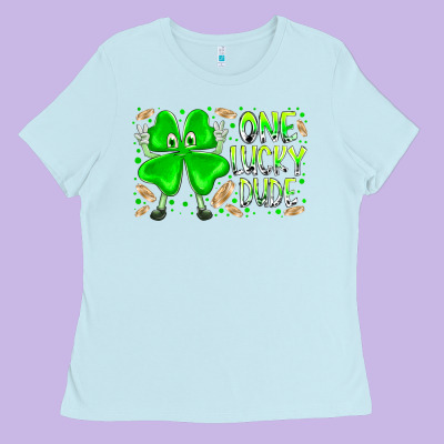 One Lucky Dude Ladies Tee Designed By Racoondesign