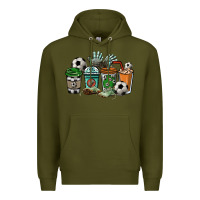Army Green Soccer coffee cups Premium Hoodie - HowdyJamesFarm