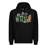 Black Soccer coffee cups Premium Hoodie - HowdyJamesFarm