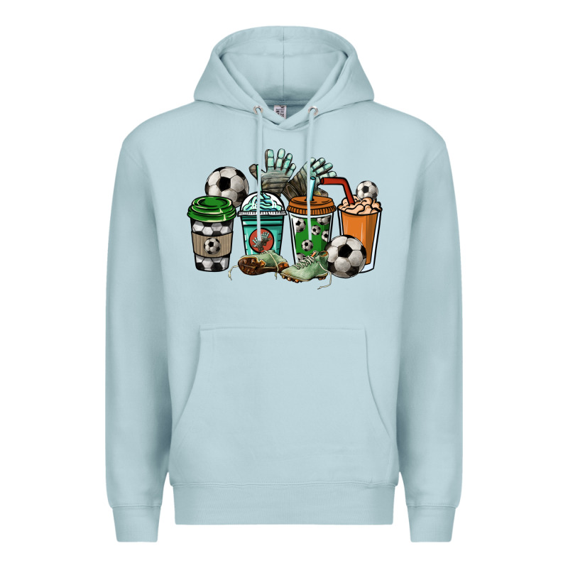 Soccer Coffee Cups Premium Hoodie by HowdyJamesFarm | Teevron