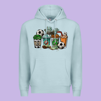 Soccer Coffee Cups Premium Hoodie Designed By Howdyjamesfarm