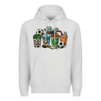Dove Grey Soccer coffee cups Premium Hoodie - HowdyJamesFarm