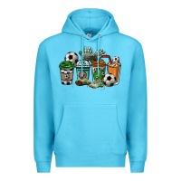 Ocean Blue Soccer coffee cups Premium Hoodie - HowdyJamesFarm
