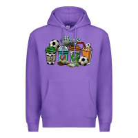 Purple Soccer coffee cups Premium Hoodie - HowdyJamesFarm