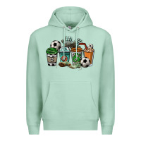Seafoam Soccer coffee cups Premium Hoodie - HowdyJamesFarm
