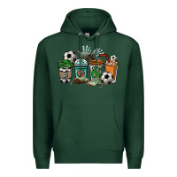 Sports Green Soccer coffee cups Premium Hoodie - HowdyJamesFarm