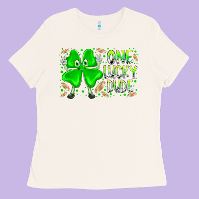 One Lucky Dude Ladies Tee Designed By Racoondesign