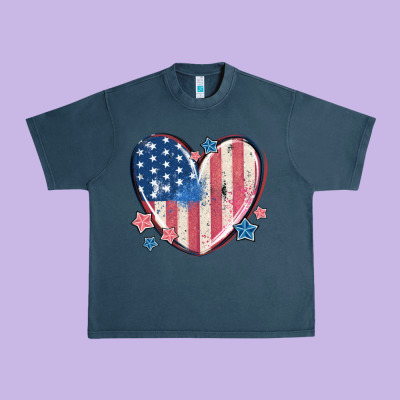 Usa Heart Urban Heavy Tee Designed By Maliassmallbusiness