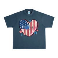 Midnight Navy usa heart Urban Heavy Tee - MaliasSmallBusiness
