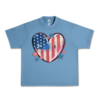 Pebble Blue usa heart Urban Heavy Tee - MaliasSmallBusiness