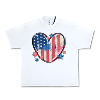 White usa heart Urban Heavy Tee - MaliasSmallBusiness