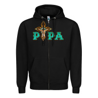 Black Papa Jesus with Cross Zipper Hoodie - Bettercallsaul