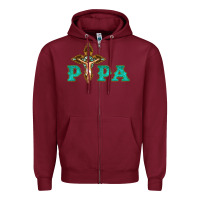 Burgundy Papa Jesus with Cross Zipper Hoodie - Bettercallsaul