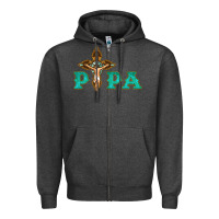 Charcoal Heather Papa Jesus with Cross Zipper Hoodie - Bettercallsaul