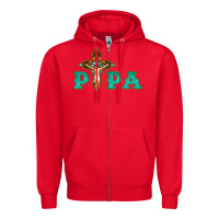 Red Papa Jesus with Cross Zipper Hoodie - Bettercallsaul
