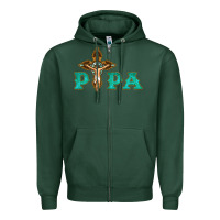Sports Green Papa Jesus with Cross Zipper Hoodie - Bettercallsaul