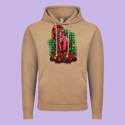 Christmas Rooster Vintage Hoodie Designed By Barkaloodesign