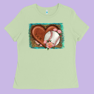 Western Leopard Baseball Heart Ladies Tee Designed By Hra Design Shop