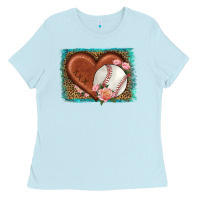Baby Blue western leopard baseball heart Ladies Tee - HRA Design Shop