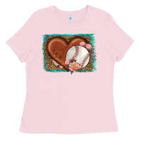 Bubblegum Pink western leopard baseball heart Ladies Tee - HRA Design Shop