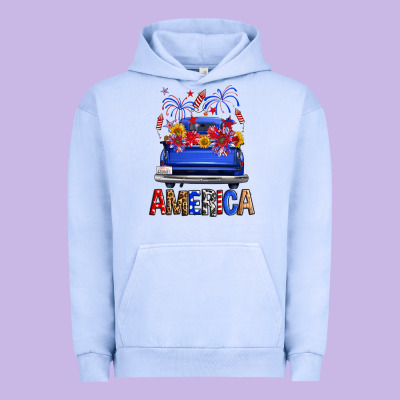 Western Fourth Of July America Truck Urban Hoodie Designed By Fadigitalartstudio
