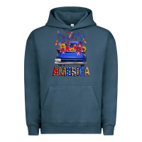Pigment Midnight Navy Western Fourth Of July America Truck Urban Hoodie - FaDigitalArtStudio