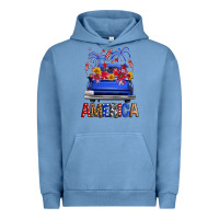 Pigment Pebble Blue Western Fourth Of July America Truck Urban Hoodie - FaDigitalArtStudio