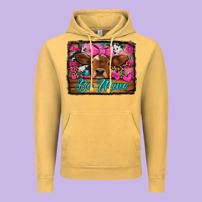 Be Mine Valentine's Day Cow Vintage Hoodie Designed By Jasminsmagicworld
