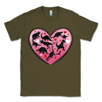 Army Green dinosaur valentine heart Classic Tee - MaliasSmallBusiness