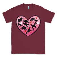 Burgundy dinosaur valentine heart Classic Tee - MaliasSmallBusiness