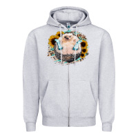 Heather Grey Hedgehog with Sunflower Zipper Hoodie - Bettercallsaul