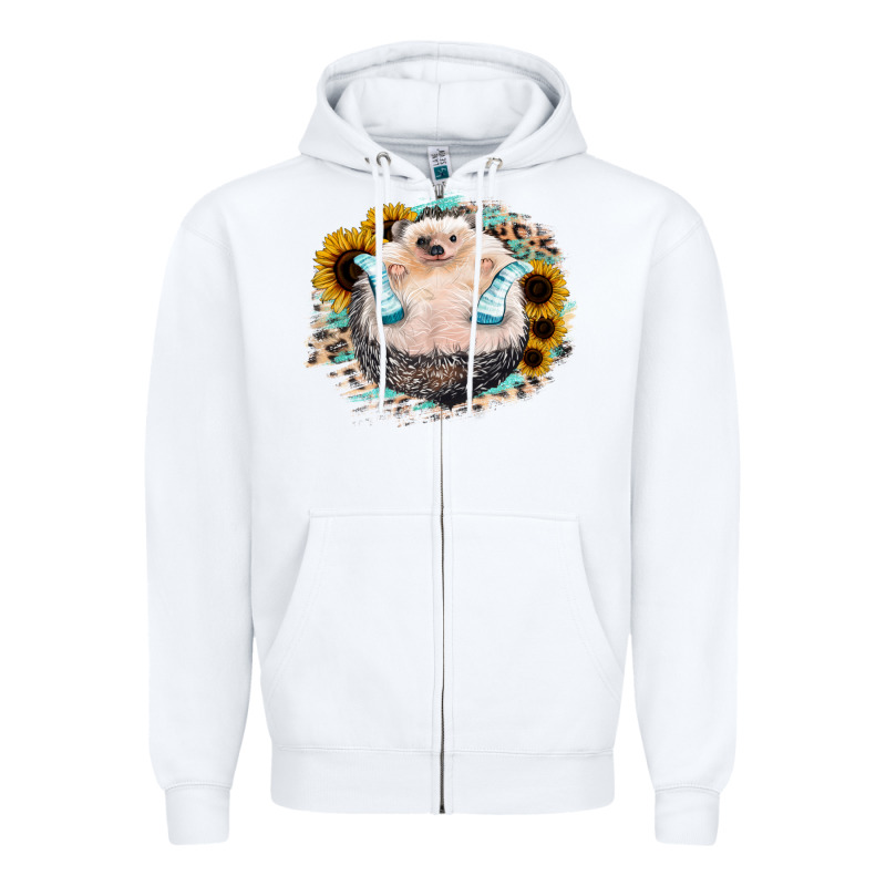 Hedgehog With Sunflower Zipper Hoodie by Bettercallsaul | Teevron