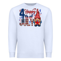 White Happy 4th Of July with gnome Premium Sweatshirt - HowdyJamesFarm